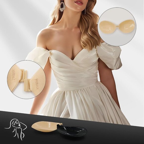 Adhesive Push Up 2 Pairs, Invisible Lifting Bra, Reusable Strapless Stick On Bra - Picture 2 of 6